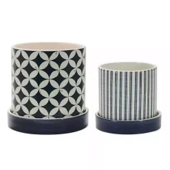 Kirklands Home Blue and White Coastal Planters, Set of 2 Online