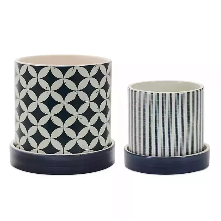 Kirklands Home Blue and White Coastal Planters, Set of 2 Online