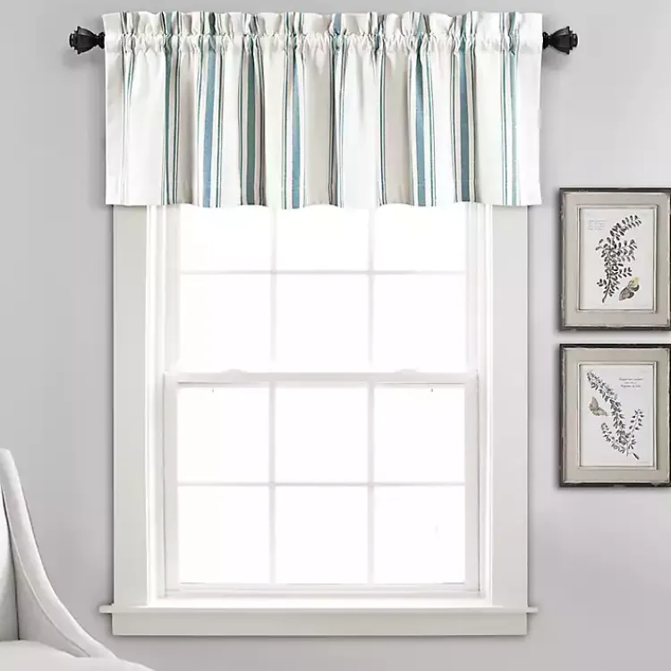 Kirklands Home Blue and White Farmhouse Stripe Valance Sale