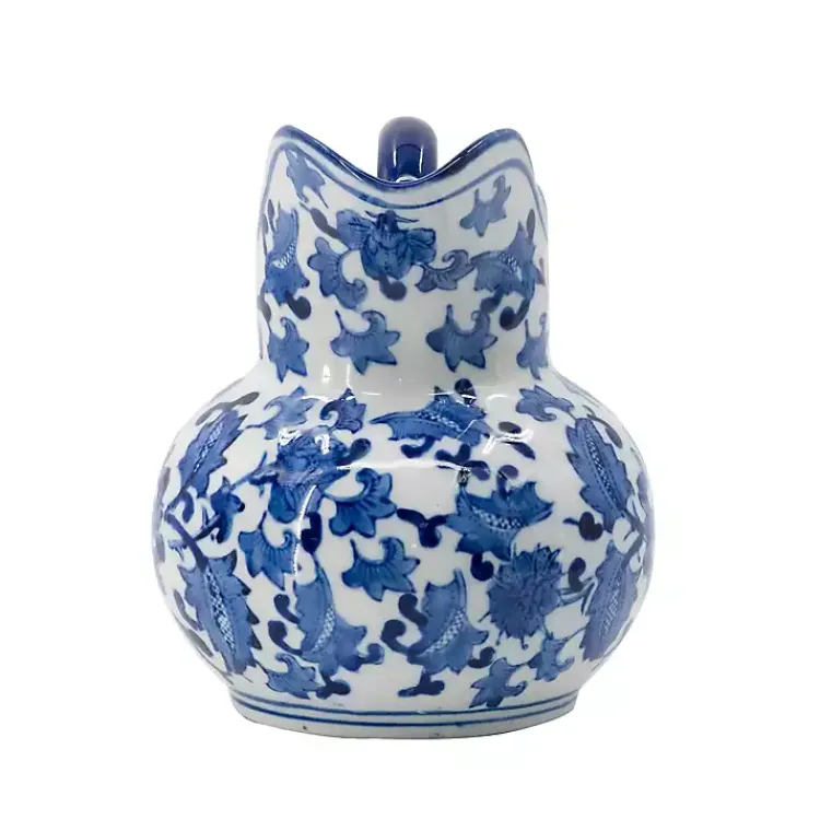 Kirklands Home Blue and White Floral Ceramic Pitcher New