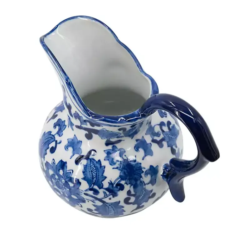 Kirklands Home Blue and White Floral Ceramic Pitcher New