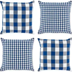 Pillows>Kirklands Home and White Gingham Pillow Covers, Set of 4 Blue