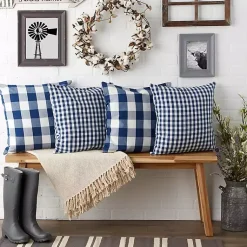 Pillows>Kirklands Home and White Gingham Pillow Covers, Set of 4 Blue