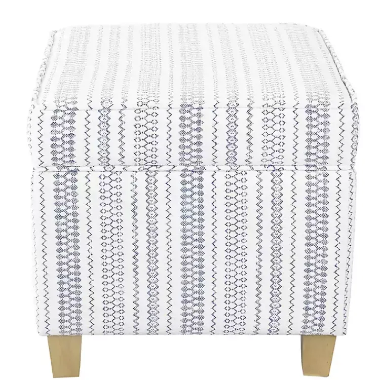 Kirklands Home Blue and White Hometown Striped Storage Ottoman Discount