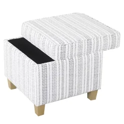 Kirklands Home Blue and White Hometown Striped Storage Ottoman Discount