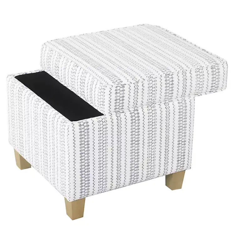 Kirklands Home Blue and White Hometown Striped Storage Ottoman Discount