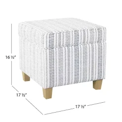 Kirklands Home Blue and White Hometown Striped Storage Ottoman Discount
