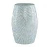 Kirklands Home Blue and White Mosaic Capiz Shell Drum End Table Discount