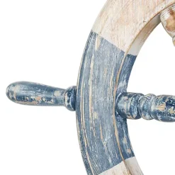 Kirklands Home Blue and White Ship Wheel Wall Plaque Sale