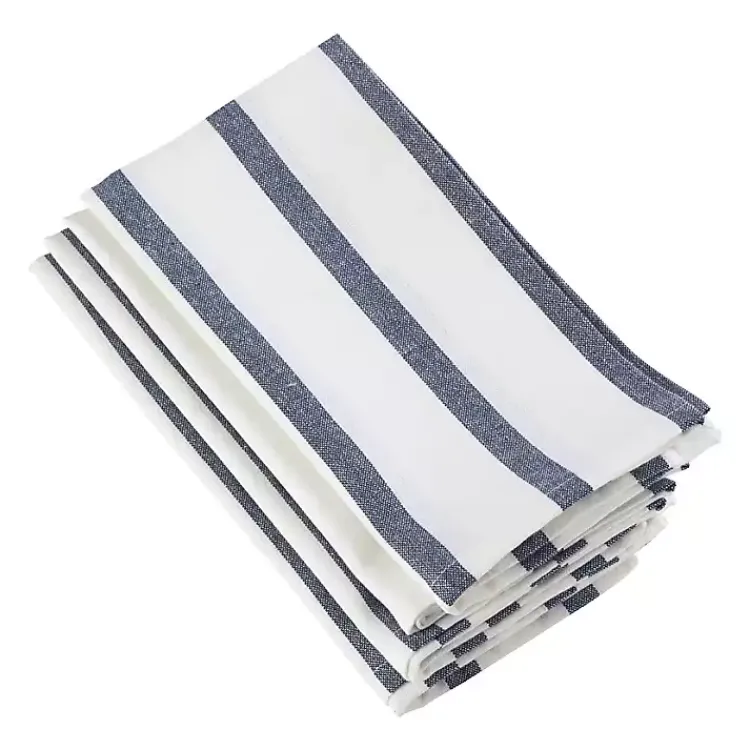 Kirklands Home Blue and White Striped Cotton Napkins, Set of 4 Sale