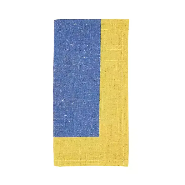 Kirklands Home Blue and Yellow Colorblock Napkins, Set of 4 Clearance