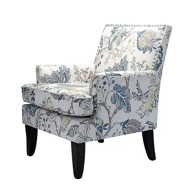 Kirklands Home Blue and Yellow Floral Upholstered Accent Chair Hot