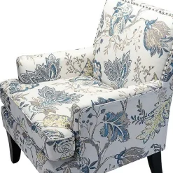 Kirklands Home Blue and Yellow Floral Upholstered Accent Chair Hot