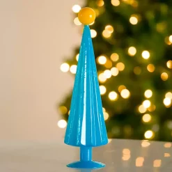 Christmas Decorations>Kirklands Home Blue and Yellow Glass Christmas Tree