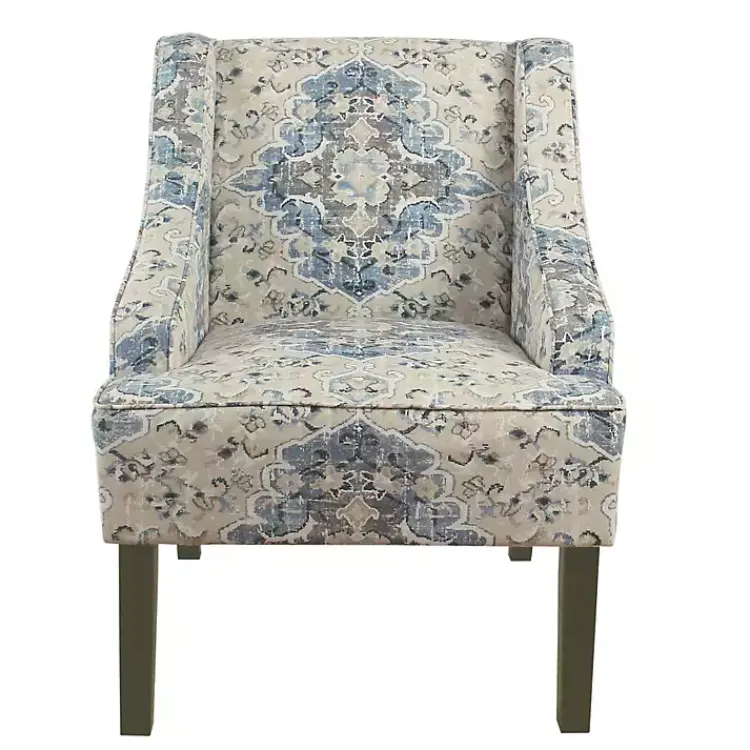 Kirklands Home Antiqued Medallion Swoop Arm Accent Chair Blue Clearance