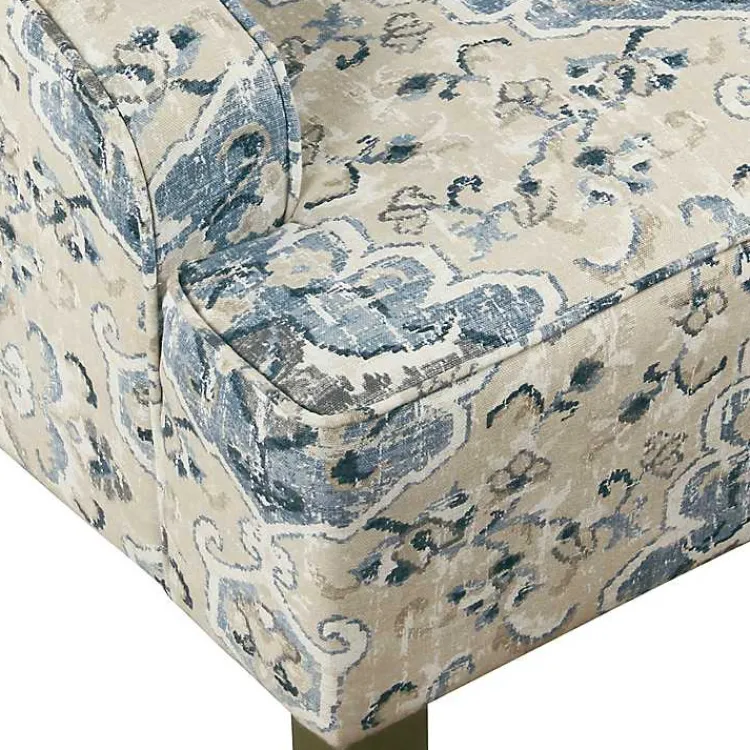 Kirklands Home Antiqued Medallion Swoop Arm Accent Chair Blue Clearance