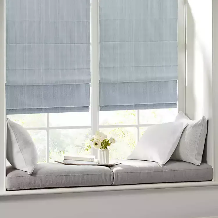 Kirklands Home Basketweave Cordless Roman Shade, 31 in. Blue Sale
