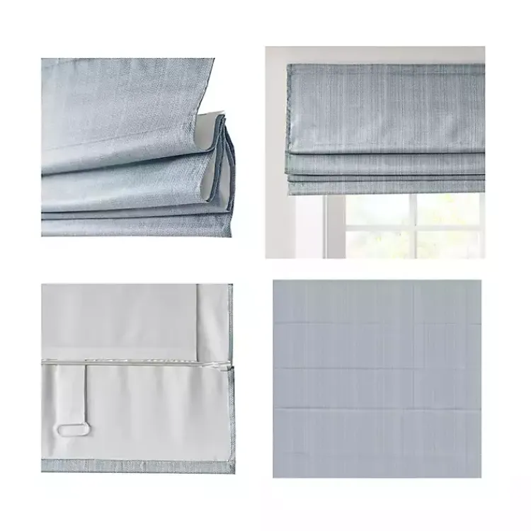 Kirklands Home Basketweave Cordless Roman Shade, 33 in. Blue Discount