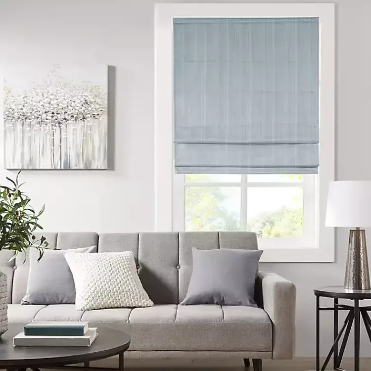 Kirklands Home Basketweave Cordless Roman Shade, 35 in. Blue
