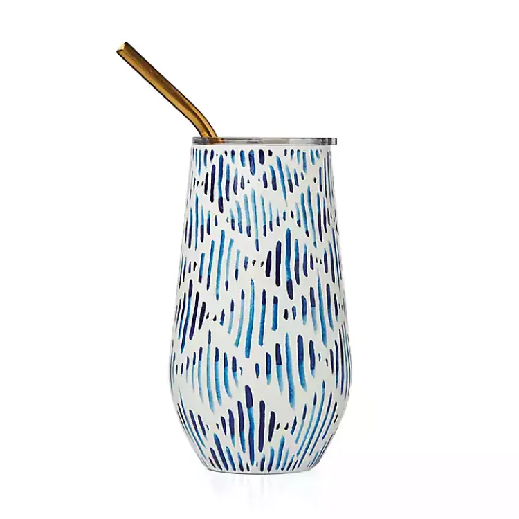 Kirklands Home Bay Ikat Insulated Wine Tumbler Blue