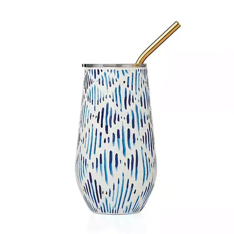 Kirklands Home Bay Ikat Insulated Wine Tumbler Blue