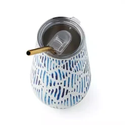 Kirklands Home Bay Ikat Insulated Wine Tumbler Blue
