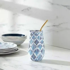 Kirklands Home Bay Ikat Insulated Wine Tumbler Blue