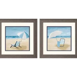 Kirklands Home Blue Beach Framed Art Prints, Set of 2 Outlet