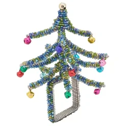 Kirklands Home Blue Beaded Christmas Tree Napkin Rings, Set of 4 Outlet