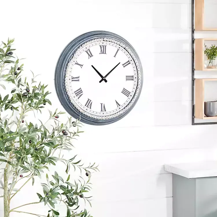 Kirklands Home Blue Beaded Roman Numeral Clock Clearance