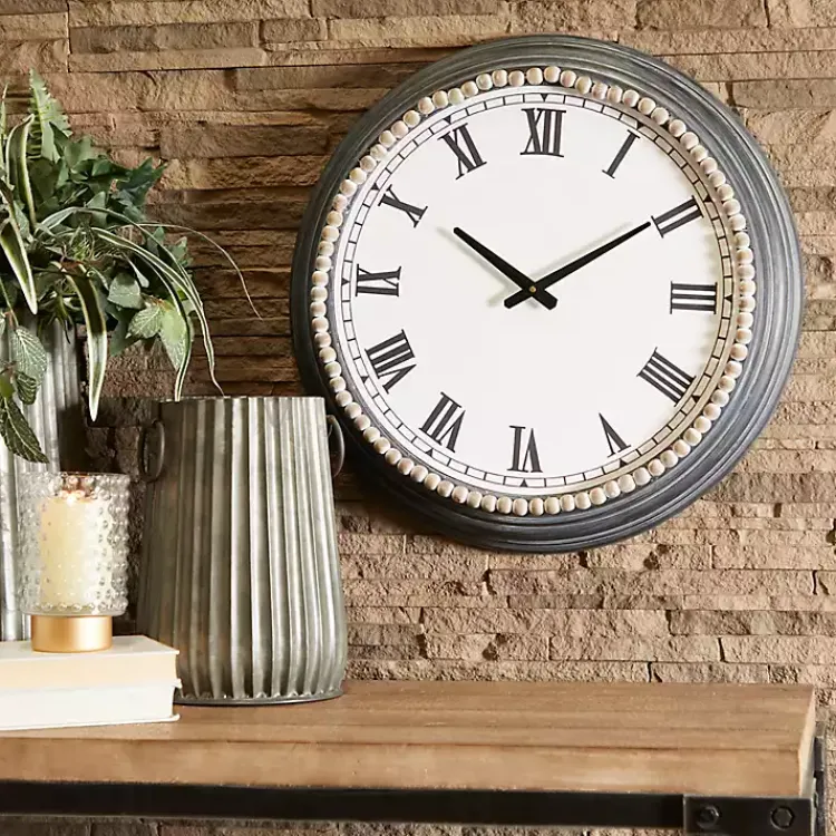 Kirklands Home Blue Beaded Roman Numeral Clock Clearance