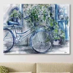 Kirklands Home Blue Bicycle Florist Canvas Art Print, 40x30 in. Discount