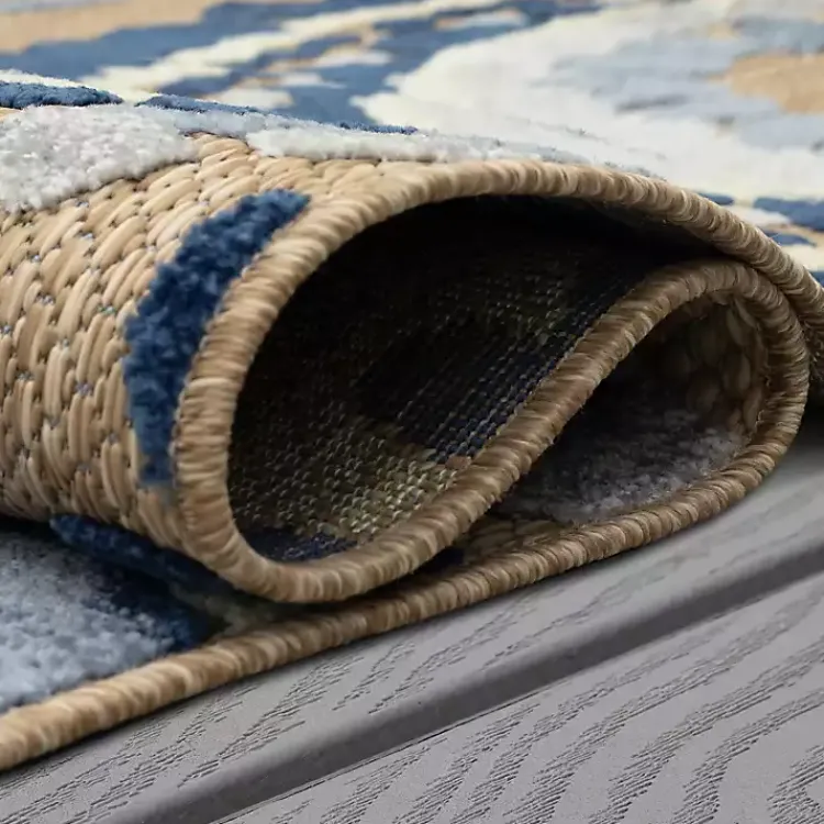 Kirklands Home Blue Bliss Bay Outdoor Area Rug, 7x10 New