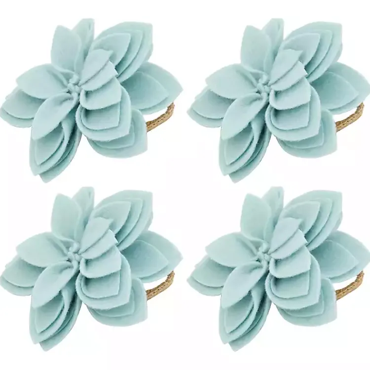 Kirklands Home Blossom Napkin Rings, Set of 4 Blue Sale