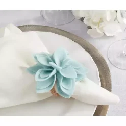 Kirklands Home Blossom Napkin Rings, Set of 4 Blue Sale