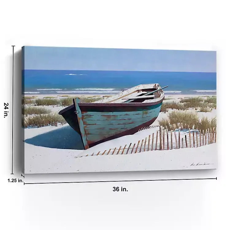 Kirklands Home Blue Boat On Beach Canvas Art Print Discount