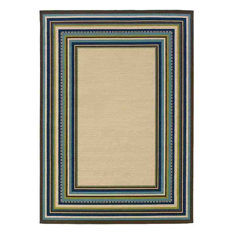 Kirklands Home Blue Bordered Capetown Area Rug, 5x7 Outlet