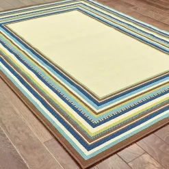 Kirklands Home Blue Bordered Capetown Area Rug, 5x7 Outlet