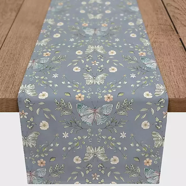 Kirklands Home Botanical Butterfly Table Runner, 72 in. Blue Best