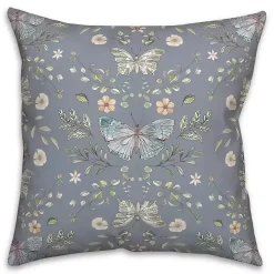 Pillows>Kirklands Home Botanical Butterfly Throw Pillow Blue