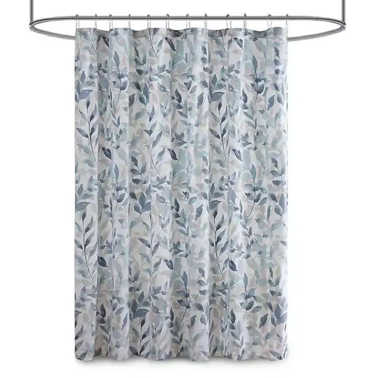 Kirklands Home Blue Botanical Microfiber Shower Curtain Best