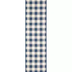 Kirklands Home Buffalo Check Outdoor Runner Blue New