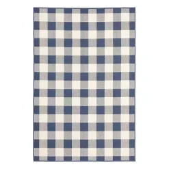 Kirklands Home Buffalo Check Outdoor Area Rug, 3x5 Blue Outlet