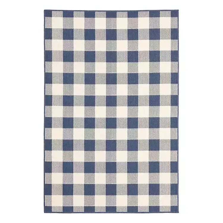 Kirklands Home Buffalo Check Outdoor Area Rug, 3x5 Blue Outlet