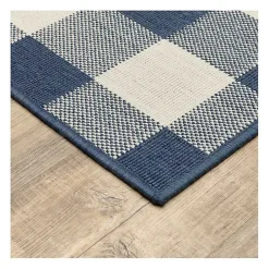 Kirklands Home Buffalo Check Outdoor Area Rug, 3x5 Blue Outlet