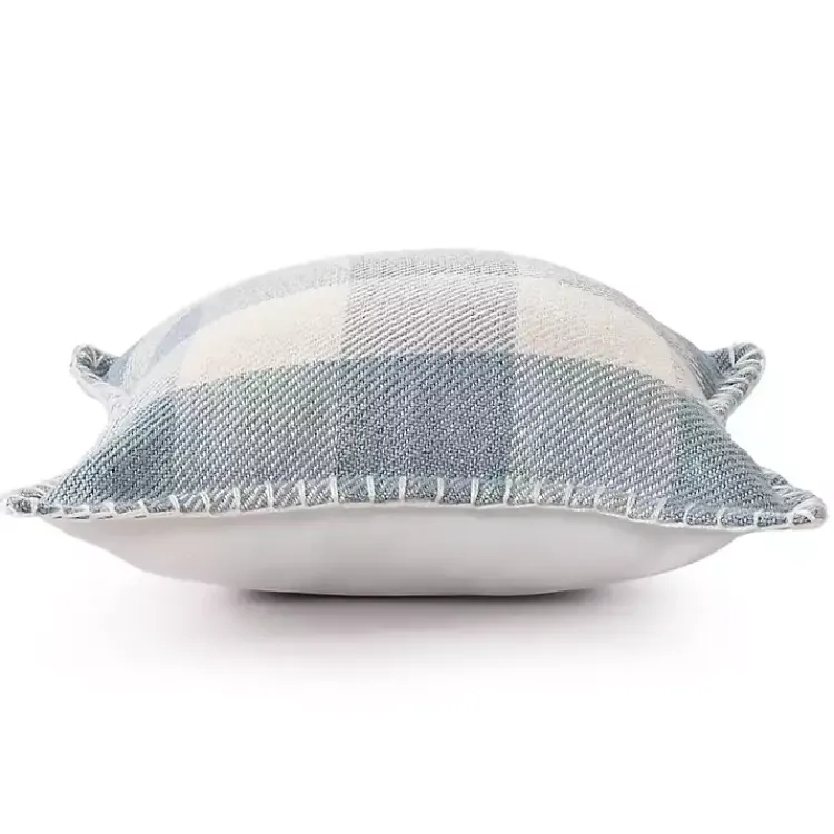 Kirklands Home Blue Buffalo Check Stitched Outdoor Throw Pillow Clearance