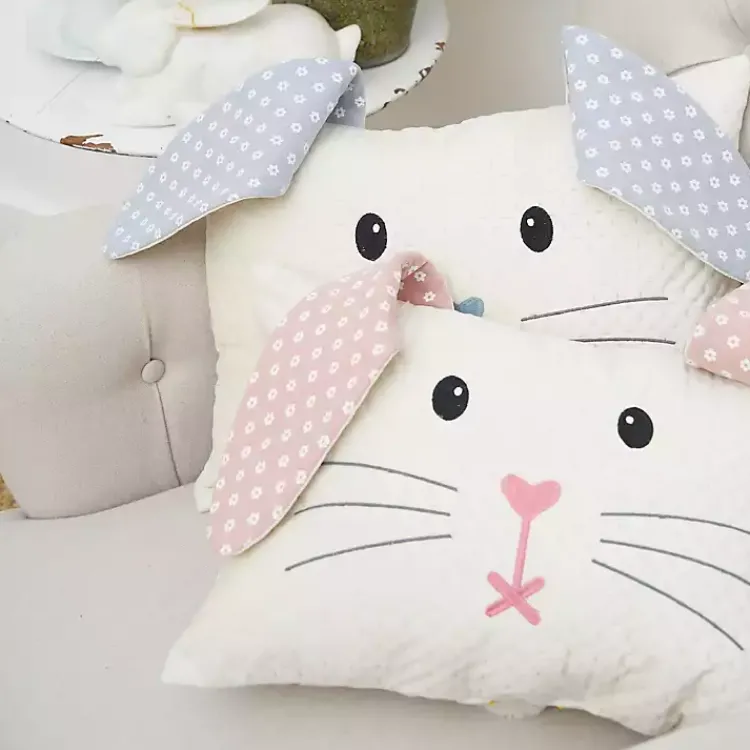 Easter Decorations>Kirklands Home Blue Bunny Face Pillow