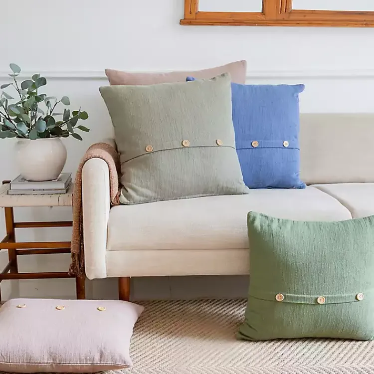 Pillows>Kirklands Home Buttoned Throw Pillow Blue