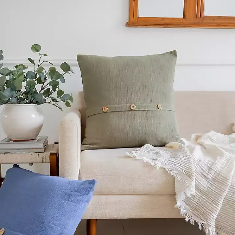 Pillows>Kirklands Home Buttoned Throw Pillow Blue