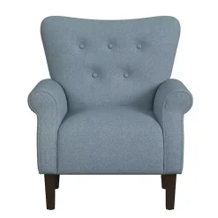 Kirklands Home Button-Tufted Rolled Arm Accent Chair Blue